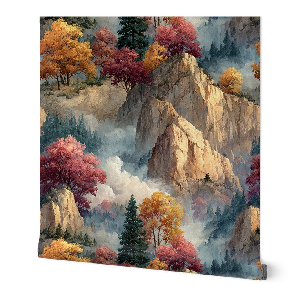 Yosemite National Park Autumn Watercolor Scenic Landscape Wallpaper autumn wallpaper