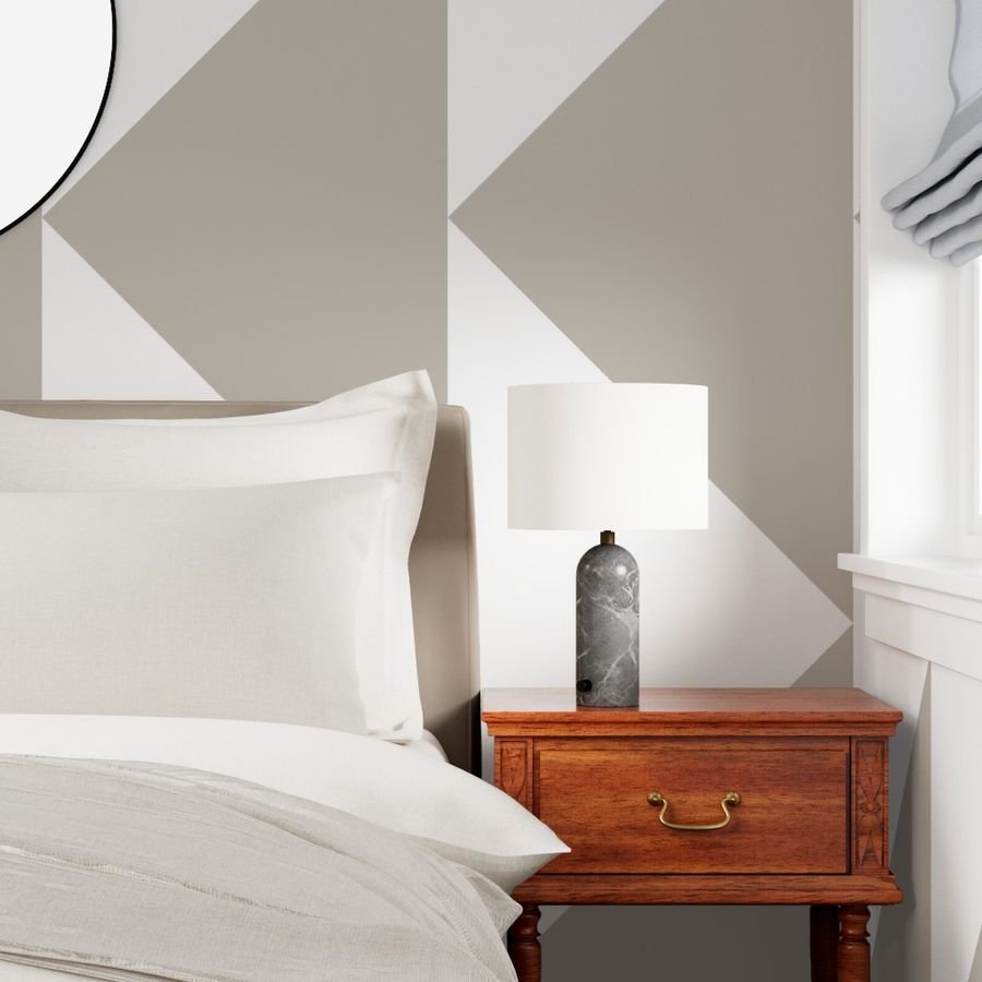 Bold Greige and White Oversized Geometric Triangle Wallpaper Wallpaper abstract wallpaper