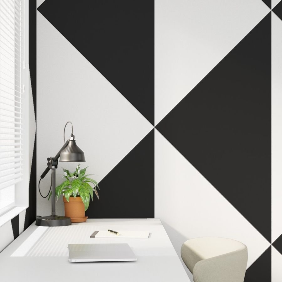 Bold Charcoal and White Oversized Geometric Diamond Wallpaper Wallpaper architectural wallpaper