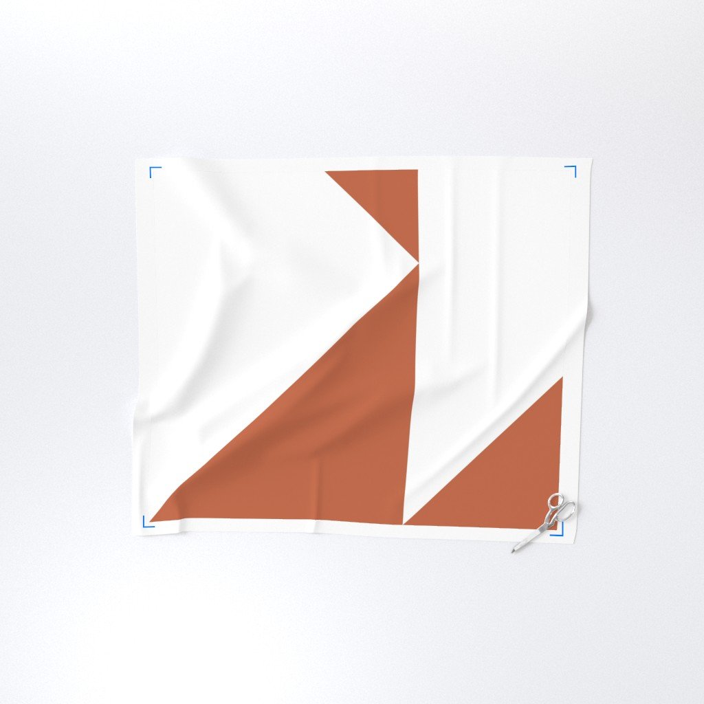 Bold Terracotta and White Oversized Geometric Triangle Fabric lifestyle view