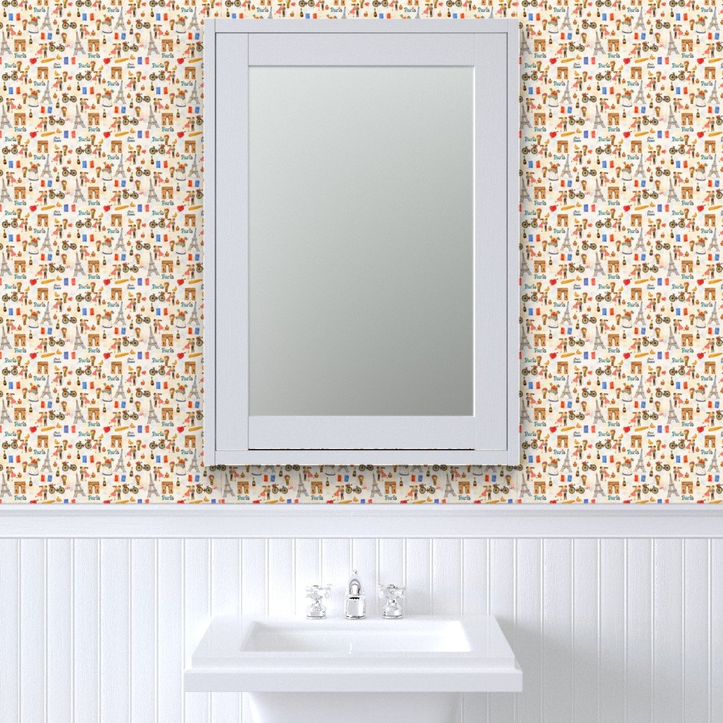 Adorable Whimsical Watercolor Paris Motifs with Eiffel Tower Wallpaper arc de triomphe wallpaper