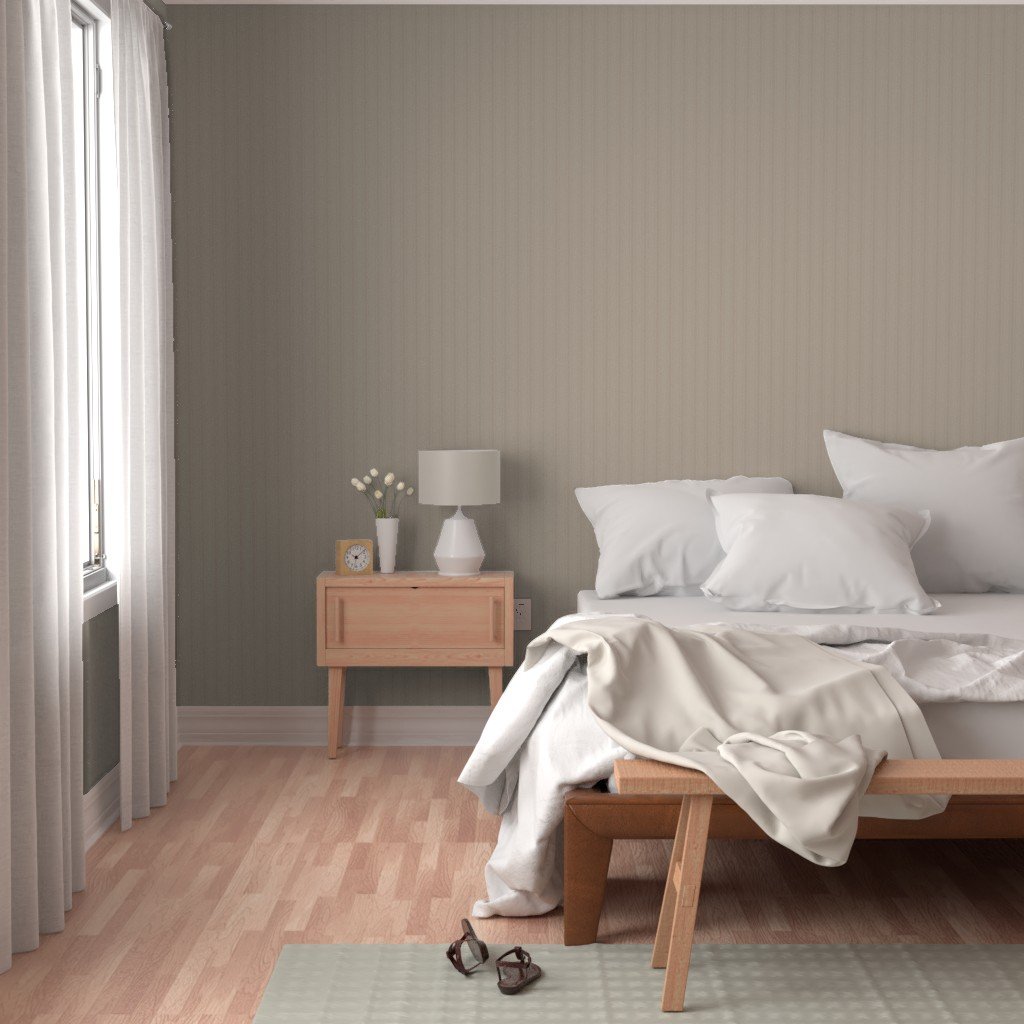 Tonal Taupe Tailored Ticking Stripe Cottage Farmhouse Small Scalee Wallpaper neutral design wallpaper