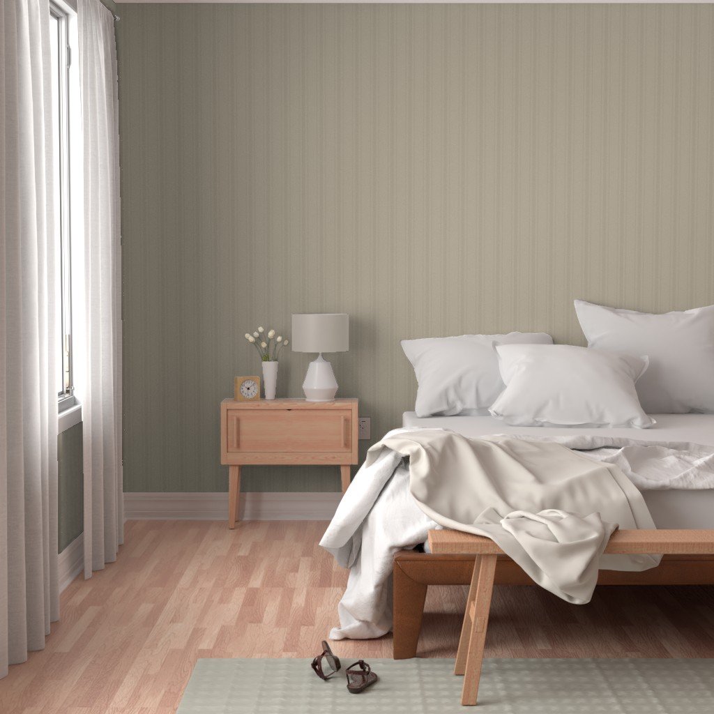 Tonal Mushroom Tailored Ticking Stripe Cottage Farmhouse Wide Stripe Wallpaper earthy tones wallpaper