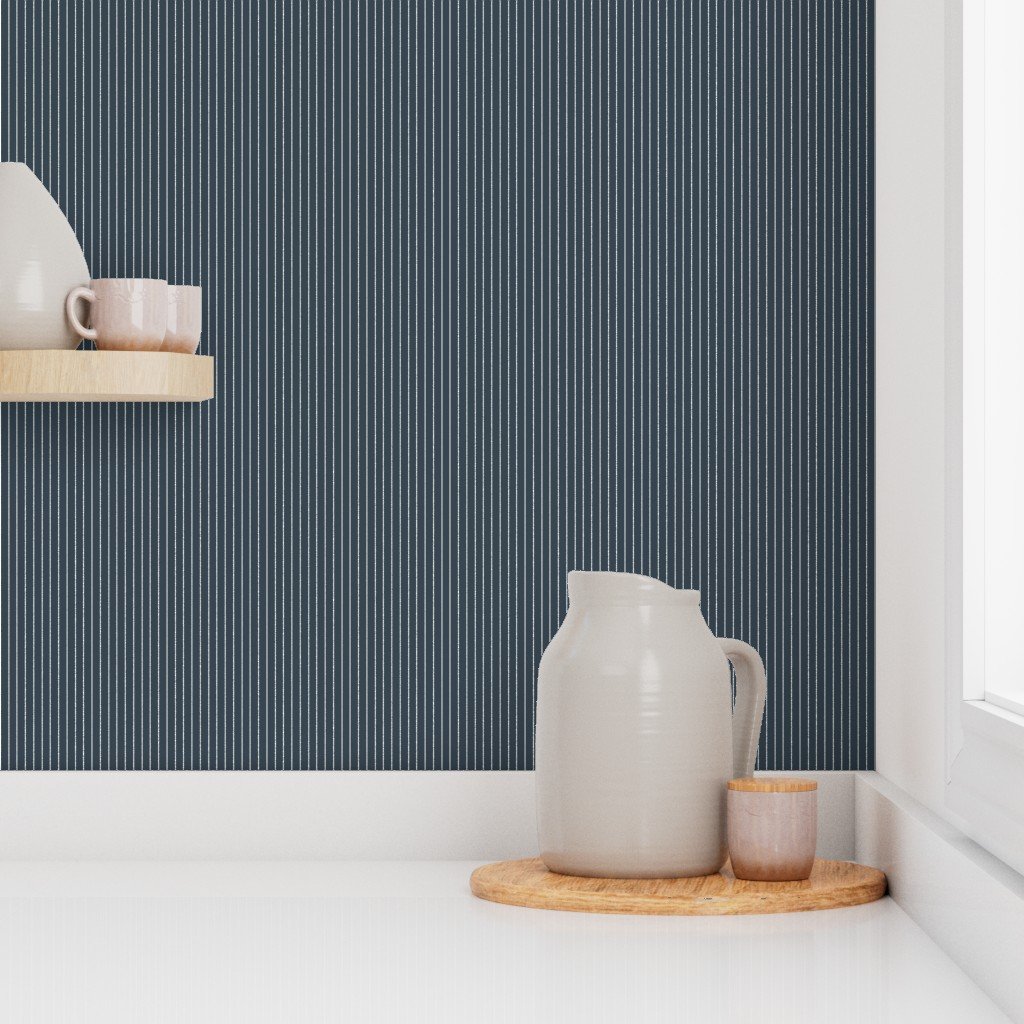 Classic White Pinstripe on Charcoal Gray Office Stripe Pattern Wallpaper banker stripe wallpaper