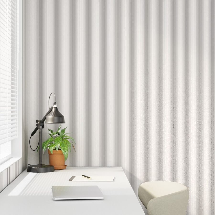 Classic Chocolate Brown Pinstripe on White Office Stripe Pattern Wallpaper banker stripe wallpaper