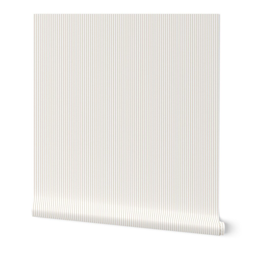 Classic Camel Tan Pinstripe on White Office Stripe Pattern Wallpaper banker stripe wallpaper