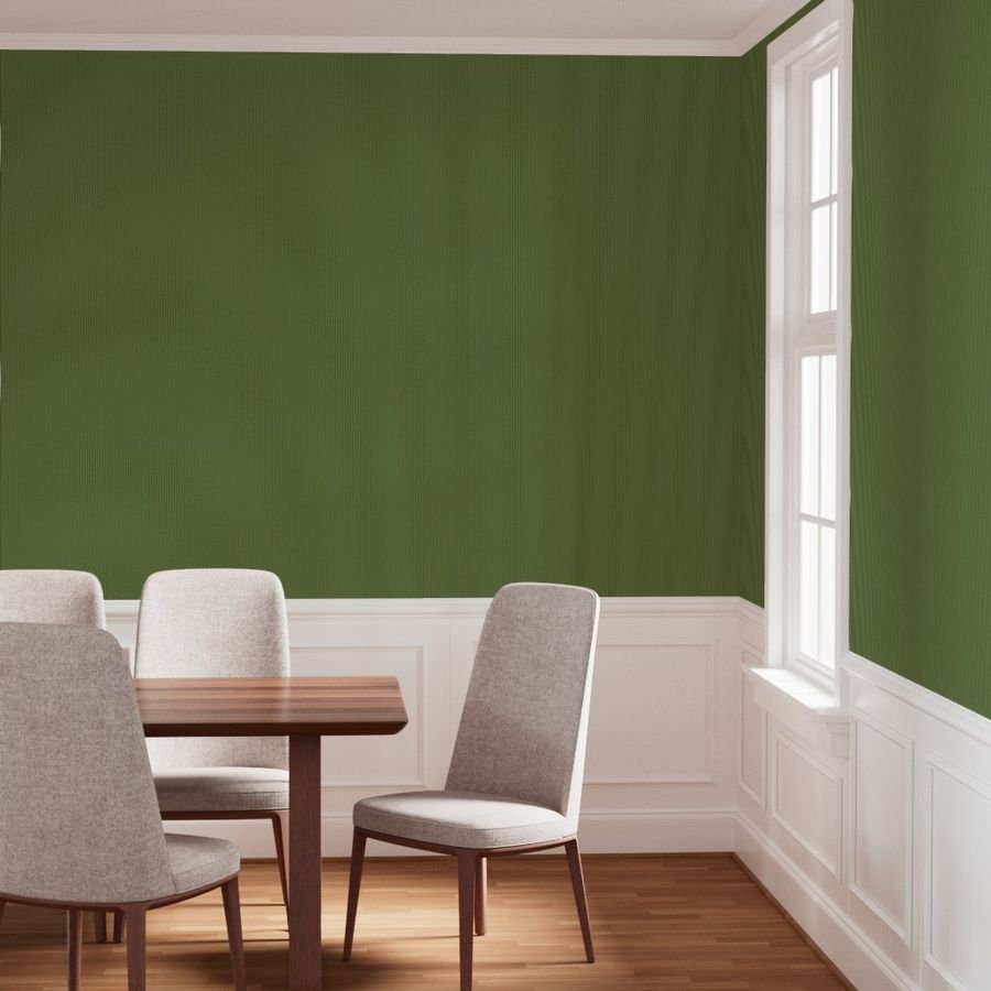 Classic White Pinstripe on Olive Green Office Stripe Pattern Wallpaper banker stripe wallpaper