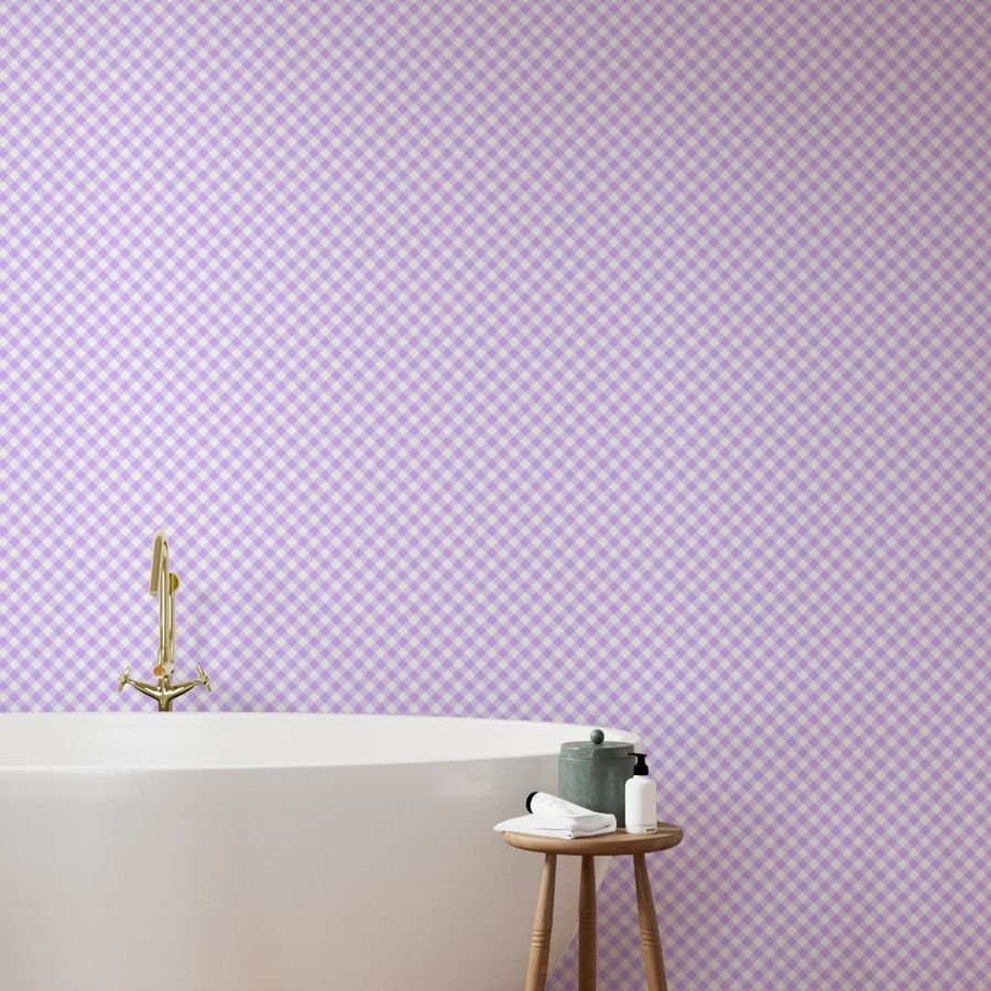 Lavender Purple Gingham Check Plaid Wallpaper checkered wallpaper