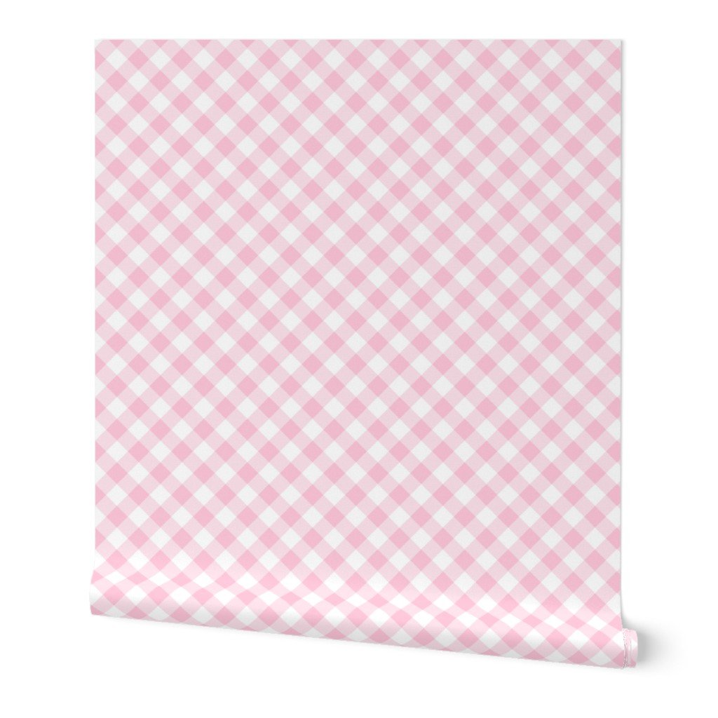 Baby Pink Gingham Check Plaid Wallpaper baby shower wallpaper