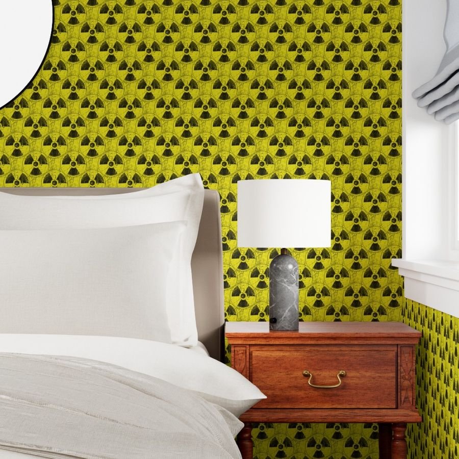 Toxic Yellow and Black Radiation Warning Grunge Pattern Wallpaper hazard symbol wallpaper