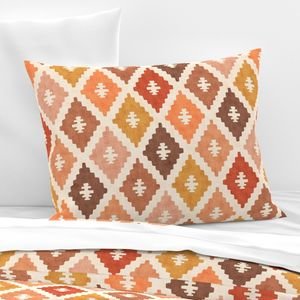 Large Sun Bleached Vintage Diamond Textile Interior Collection Home Decor Collection earth tone pillow sham design