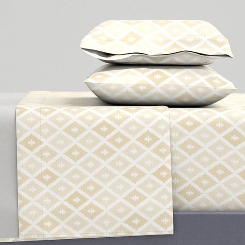 Small Sun Faded Mediterranean Diamond Pattern in Golden Sand Beige Design Collection Home Decor Collection muted mustard sheet set design