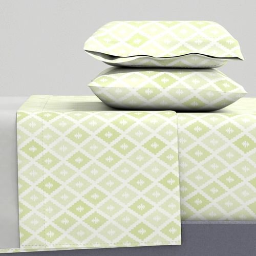 Small Sun Faded Mediterranean Diamond Pattern in Lime Sage Green Interior Collection Design Collection faded botanical sheet set design