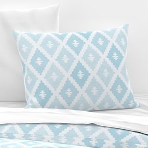 Large Sun Faded Mediterranean Diamond Pattern in Powder Sky Blue Home Styling Collection Home Decor Collection faded blue pillow sham design