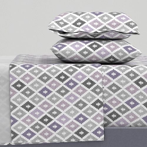 Small Sun Faded Mediterranean Diamond Pattern in Smoky Lavender Slate Decor Collection Home Styling Collection charcoal gray sheet set design