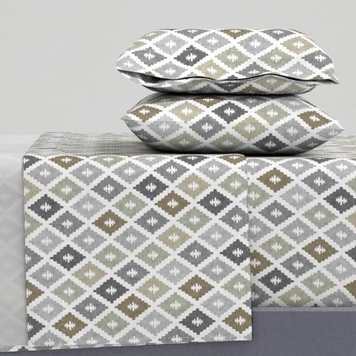 Small Weathered Olive Sage Diamond Pattern in Charcoal and Sand Home Styling Collection Home Decor Collection sandy neutral sheet set design
