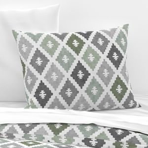 Large Weathered Sage Green Diamond Pattern in Charcoal Gray Interior Collection Decor Collection muted sage pillow sham design