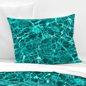 Curacao Playa Kenepa Electric Aqua Water Ripples Decor Collection Interior Collection sunlit reflections pillow sham design