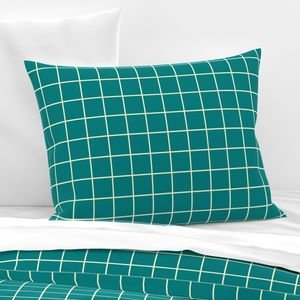 Classic Cream White and Teal 2 Inch Grid Interior Collection Home Styling Collection cream white grid pillow sham design