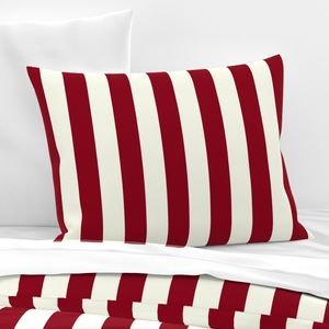 Classic Burgundy and Ivory 2-inch Vertical Stripes Home Decor Collection Home Styling Collection vertical stripe pillow sham design