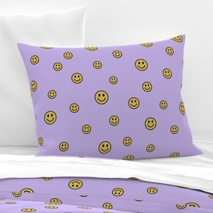 Retro Yellow Smiley Faces on Lavender Home Styling Collection Design Collection smiley pattern pillow sham design