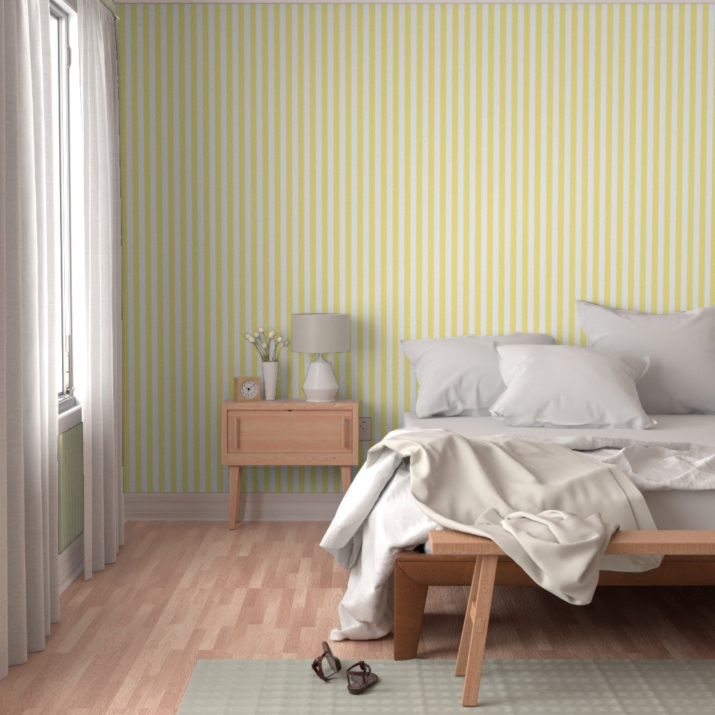 Buttermilk Yellow and White Wide Stripes Wallpaper bright yellow wallpaper