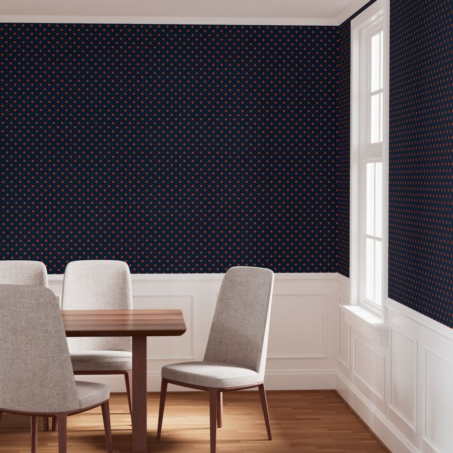 Navy and Orange Polka Dots Wallpaper navy and orange wallpaper