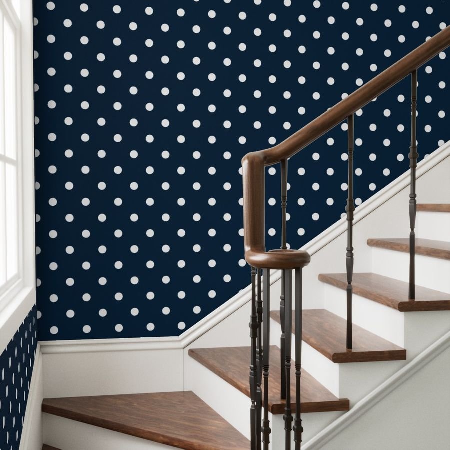 Navy and White Jumbo Dots Wallpaper jumbo dots wallpaper