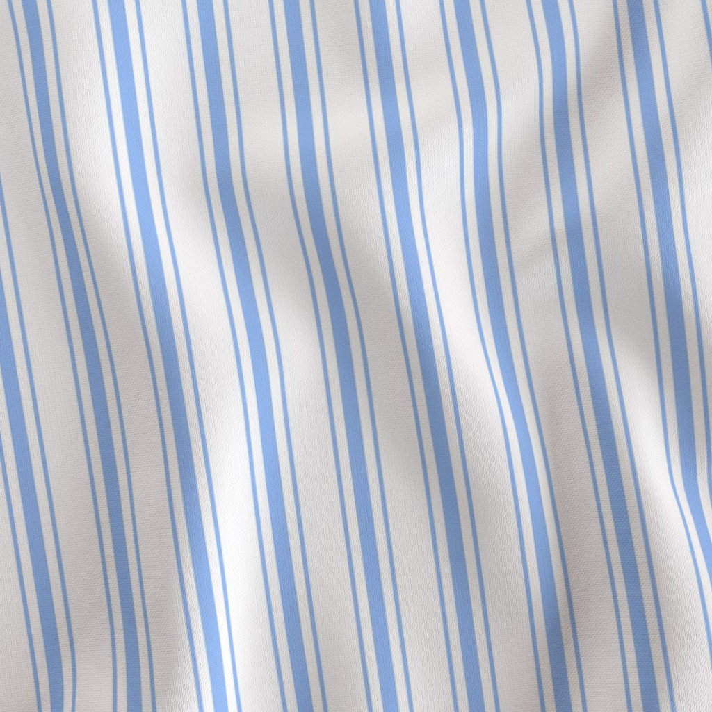 Mattress Ticking Narrow Striped Pattern in Pale Blue and White Fabric mattress stripes fabric