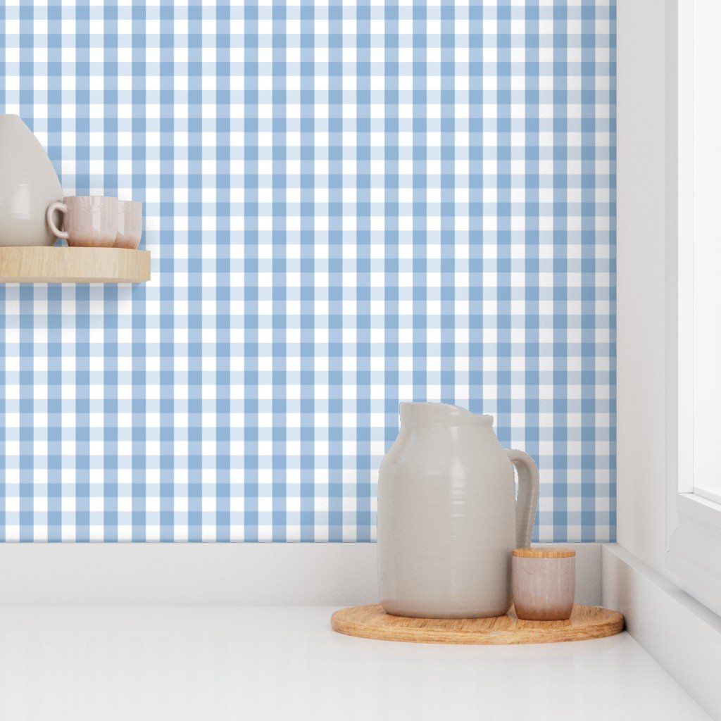 Airy Blue Gingham Check Wallpaper blue and white wallpaper