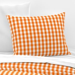 Small Pumpkin Orange and White Gingham Check Pattern Design Collection Home Styling Collection small check pillow sham design