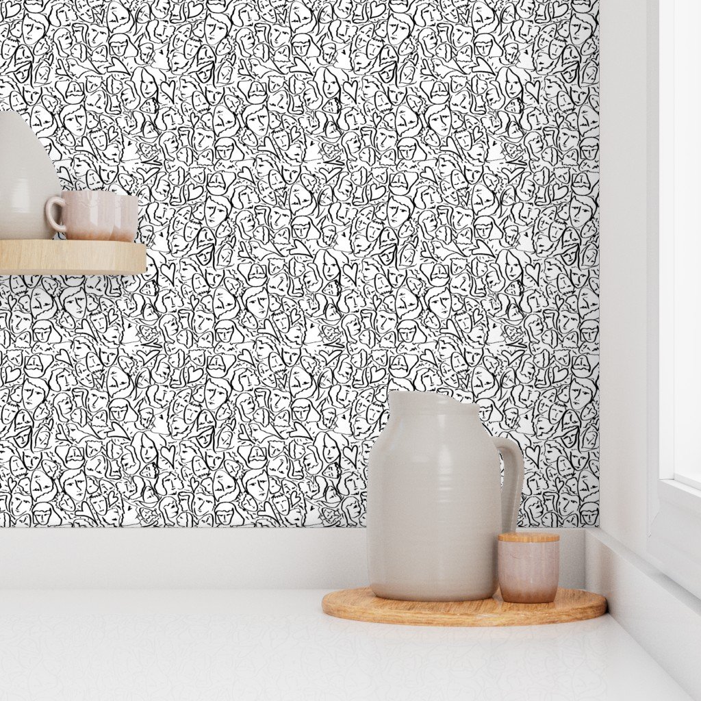 Elio Hearts in Black and White Wallpaper black faces wallpaper
