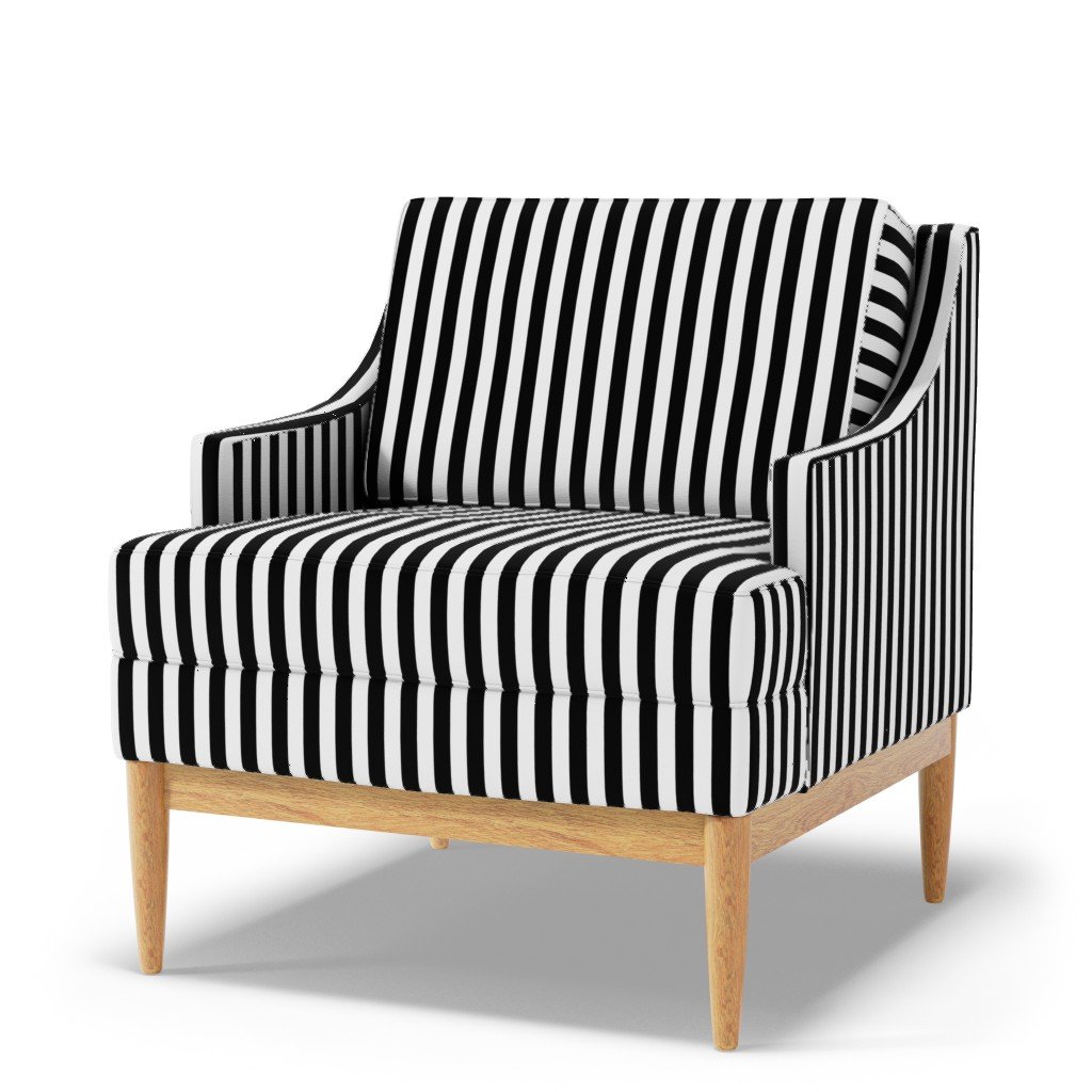 Black and White 3/4 inch Vertical Deck Chair Stripes Fabric chair stripe fabric