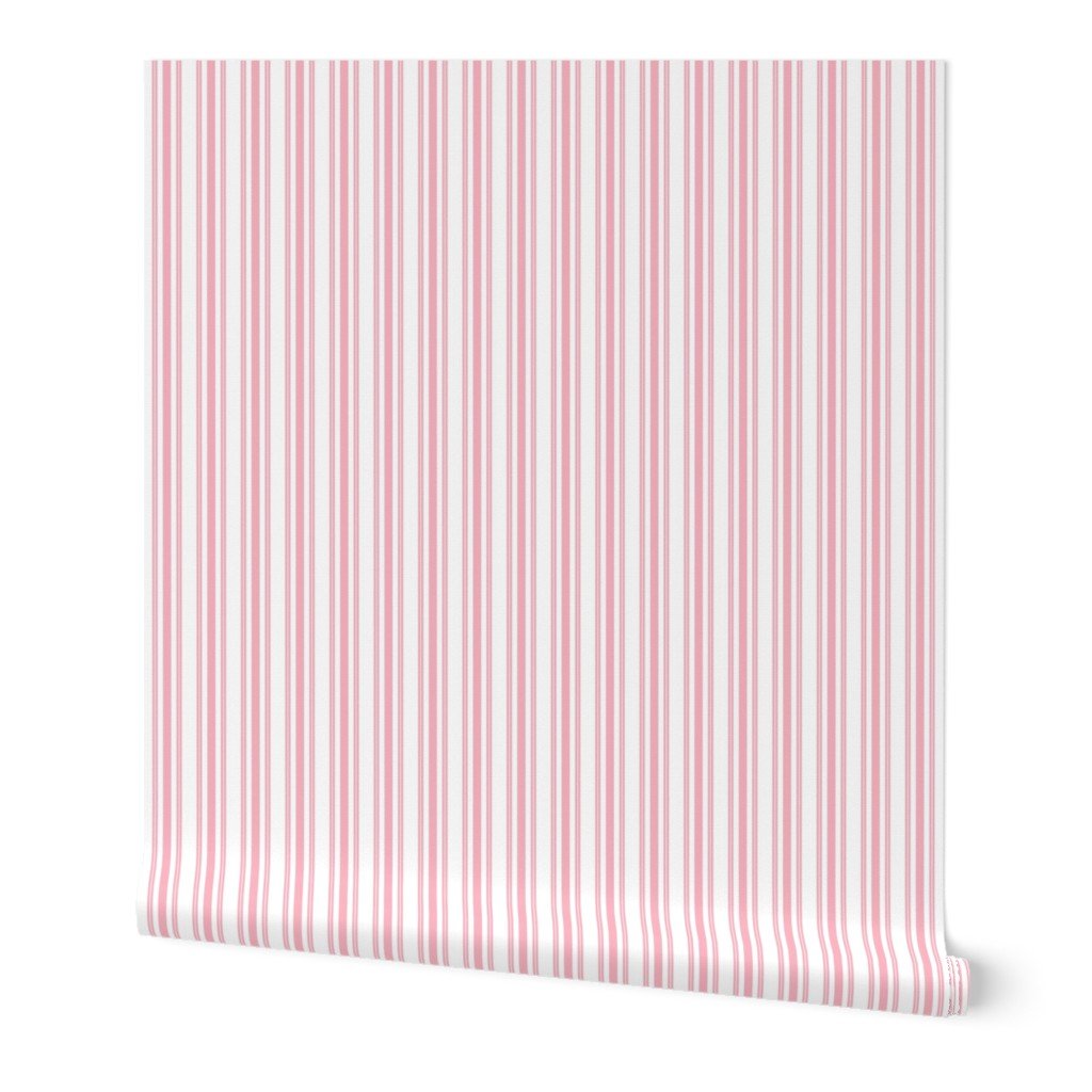 Classic Small Pink Petal French Mattress Ticking Double Stripes Wallpaper petal and white wallpaper