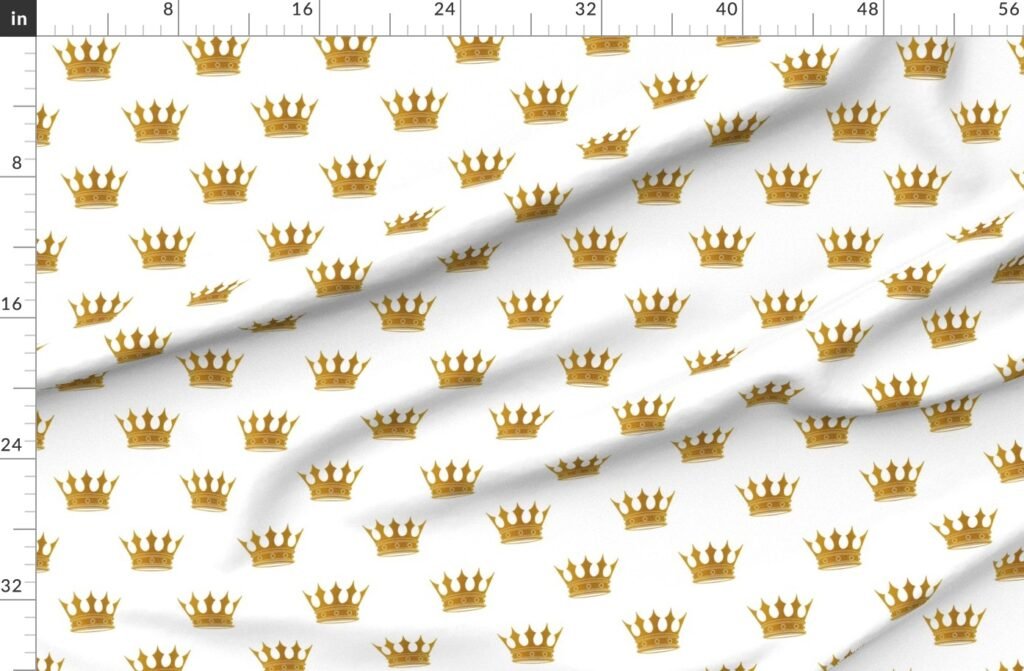 Wedding White Gold Crowns Fabric design