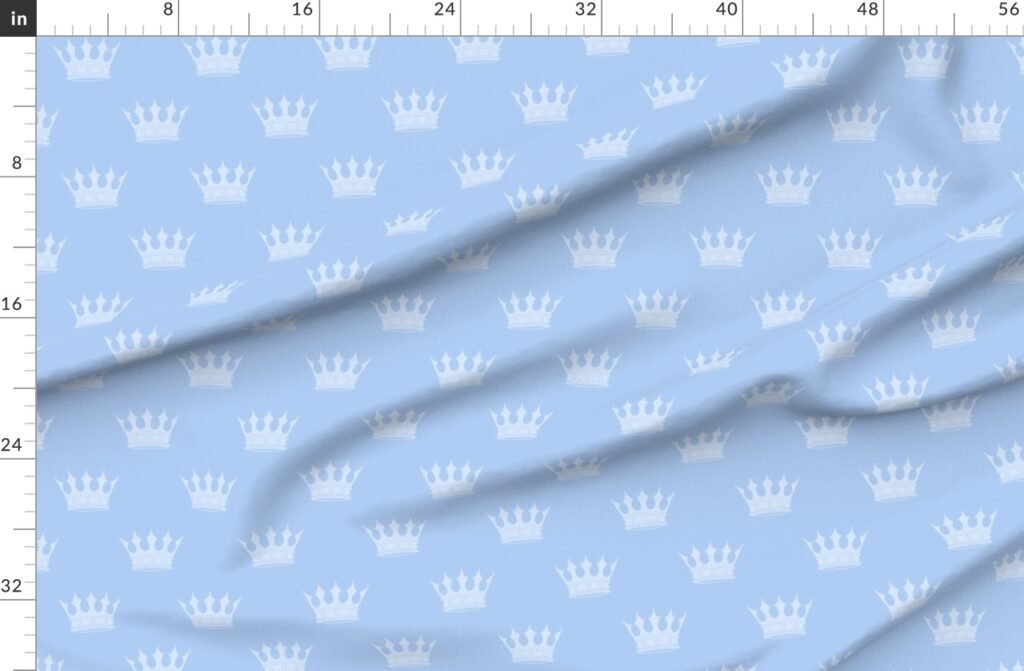 Prince Louis Blue Crowns on Baby Blue Fabric design