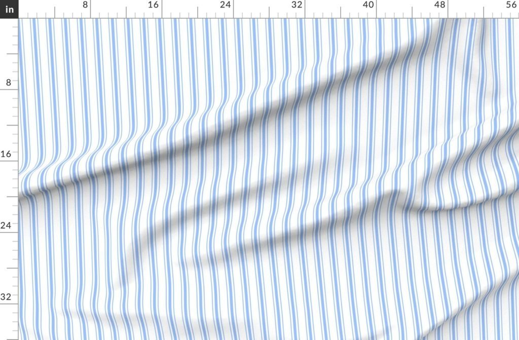Mattress Ticking Narrow Striped Pattern in Pale Blue and White Fabric design