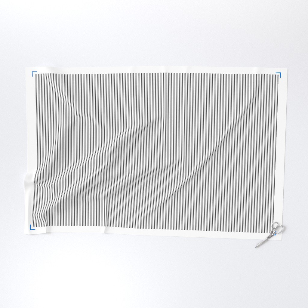 Mattress Ticking Narrow Striped Pattern in Dark Black and White Fabric bedding stripes fabric