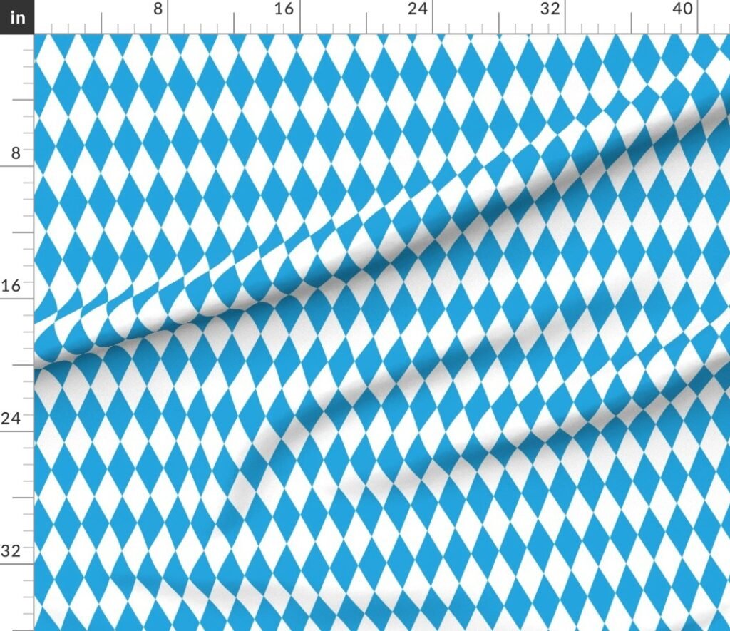Oktoberfest Bavarian Blue and White Medium Diagonal Diamond Pattern Fabric design