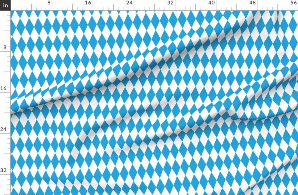 Oktoberfest Bavarian Blue and White Medium Diagonal Diamond Pattern Fabric design