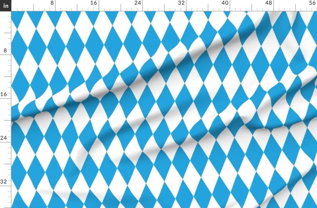 Oktoberfest Bavarian Blue and White Large Diagonal Diamond Pattern Fabric design