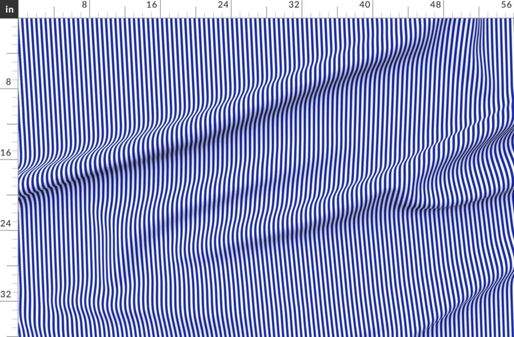 1/4" Vertical Cobalt Blue and White Stripe Fabric design