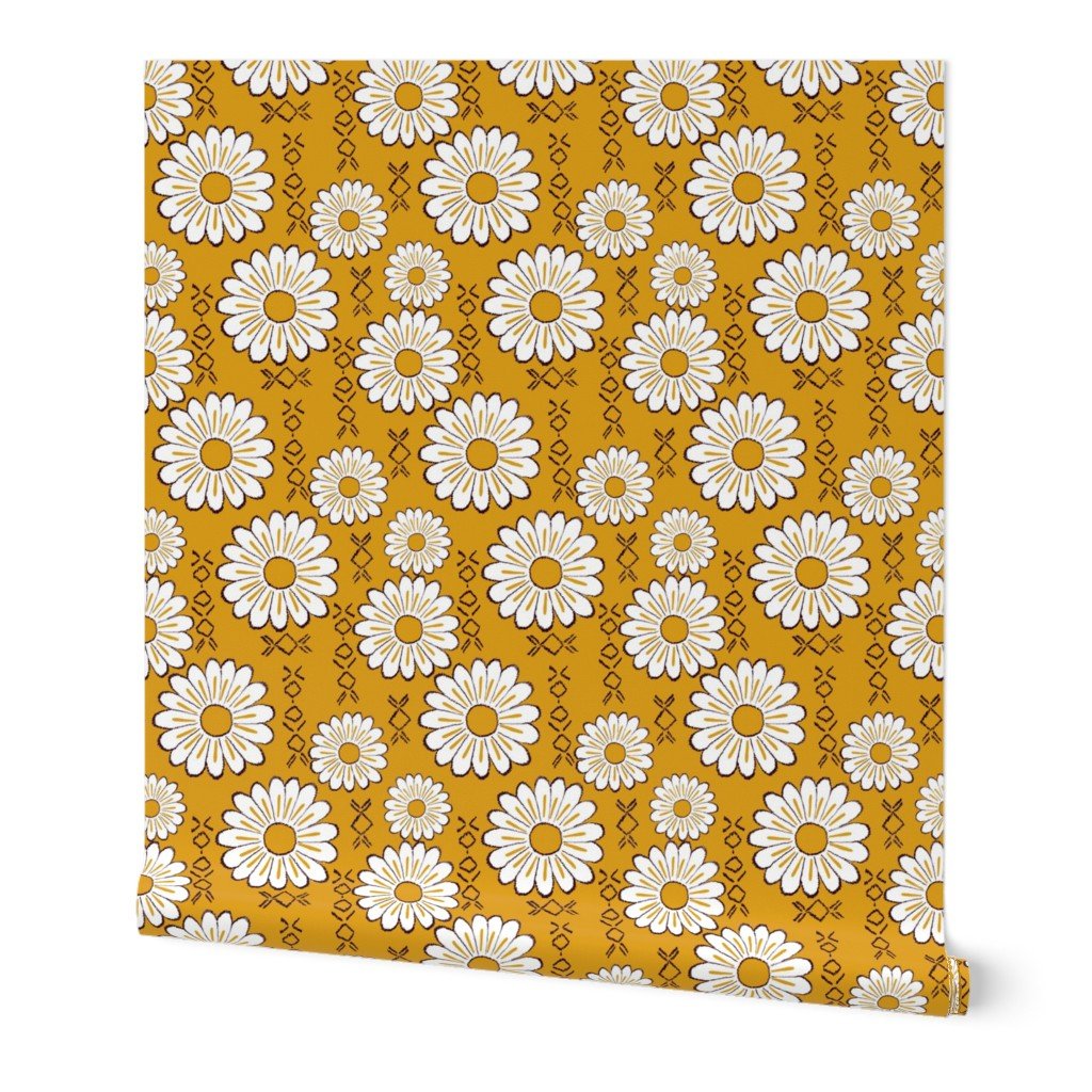 Harry Sunflower Shirt Flower Print Hippie Pop Art Floral Pattern Wallpaper yellow sunflowers wallpaper