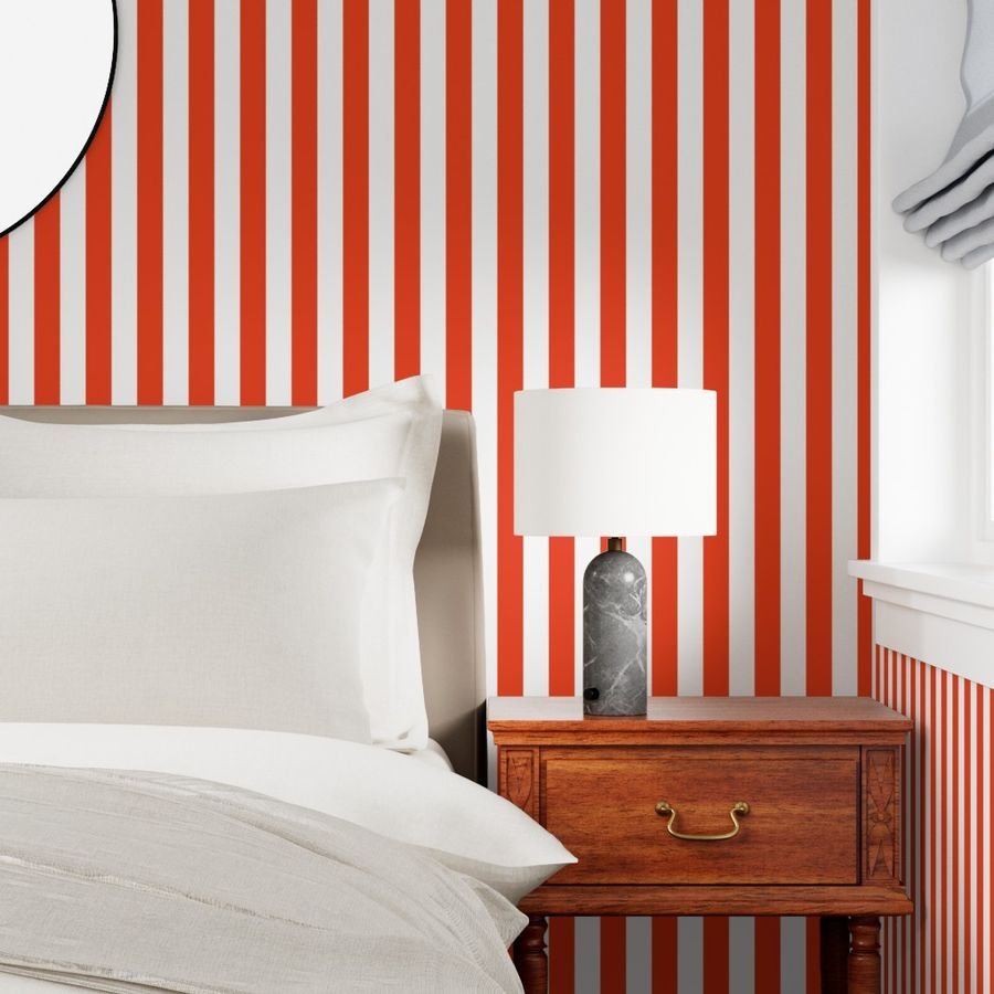 Citrus Orange Vertical Tent Stripes Florida Colors of the Sunshine Wallpaper vertical stripes wallpaper