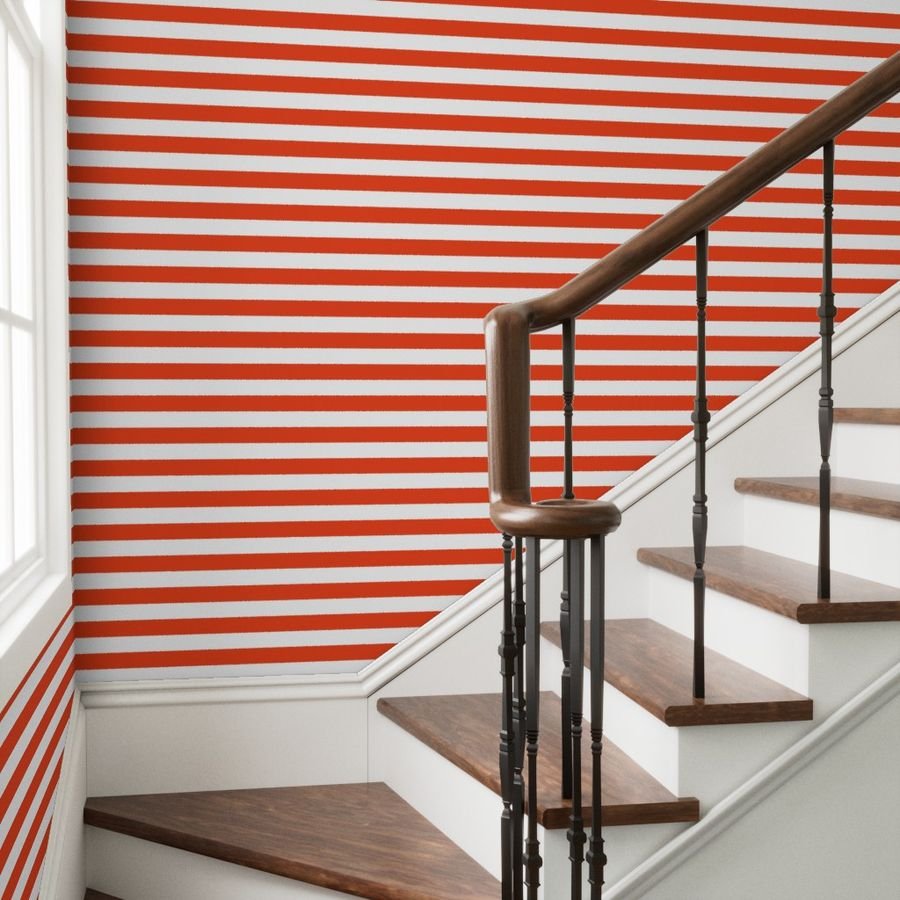 Citrus Orange Horizontal Tent Stripes Florida Colors of the Sunshine Wallpaper tent stripes wallpaper