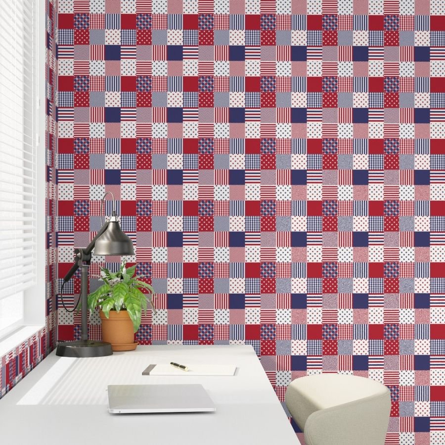 USA Micro Flag Patchwork Quilt Squares Wallpaper patchwork quilt wallpaper