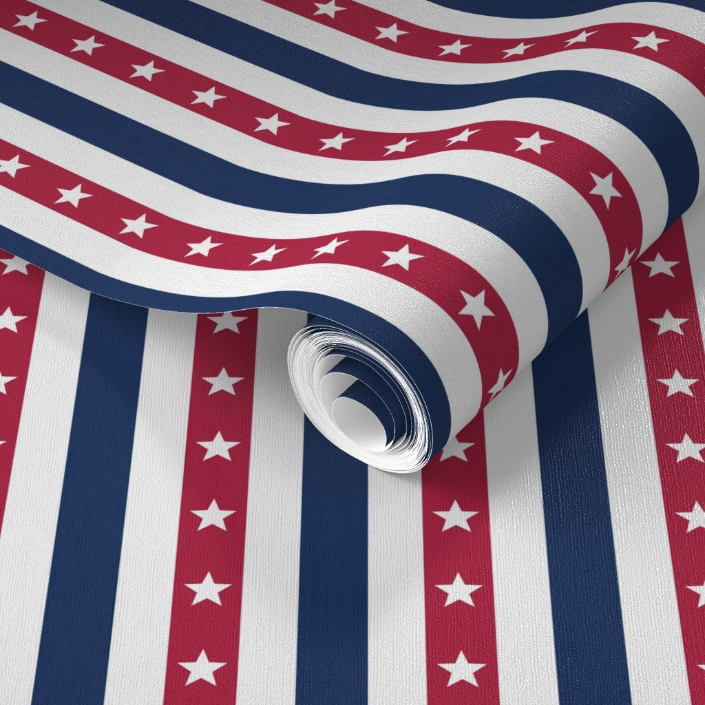 USA Flag Colors of Red White and Blue with Stars in Alternating 1 Inch Wallpaper old glory wallpaper