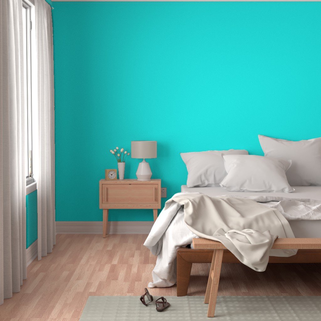 Neon Aqua Blue Coordinate Solid for Neo Deco Prints Wallpaper designer color wallpaper