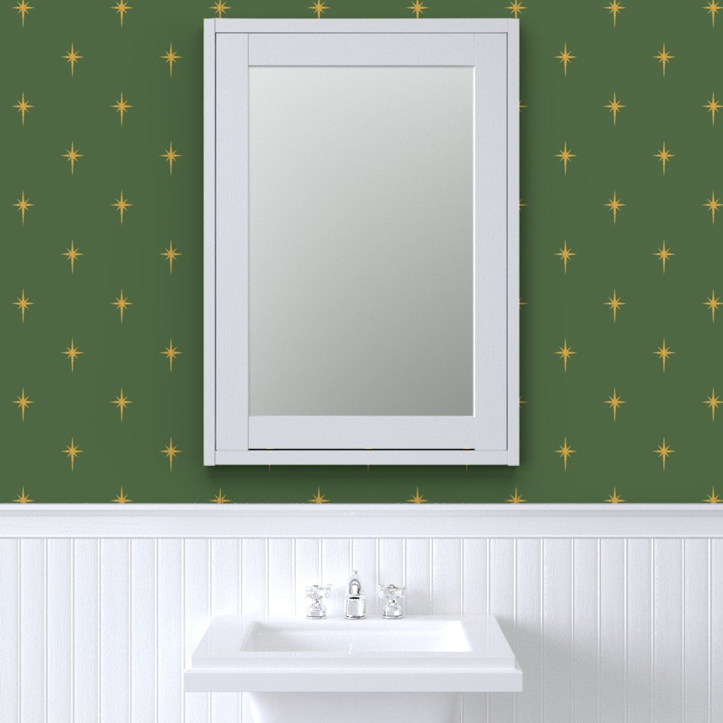Christmas Faux Gold Foil Star in Fir Tree Green Wallpaper christmas star wallpaper