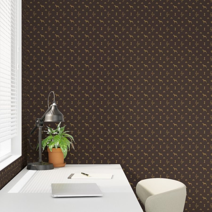 Louis Mini Pinscher Luxury Dog Attire Monogram Pattern Wallpaper louis brown wallpaper